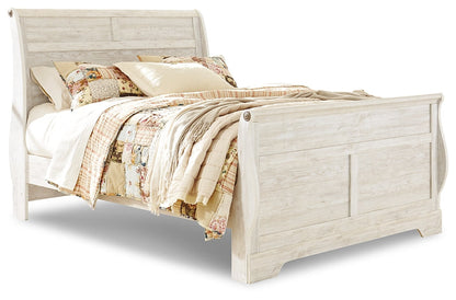 Lit traîneau Willowton Queen avec commode miroir