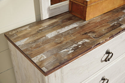 Lit traîneau Willowton Queen avec commode miroir