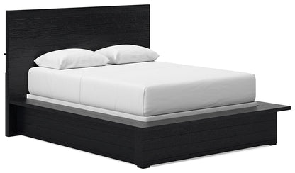 Lit queen-size à panneaux Londer avec commode miroir et table de chevet
