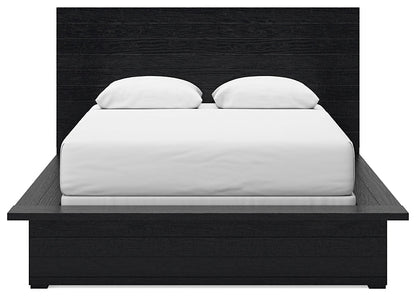 Lit queen-size à panneaux Londer avec commode miroir et table de chevet