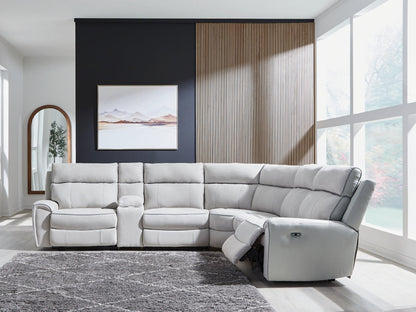 Canapé sectionnel inclinable 6 pièces Social Pointe avec console de rangement